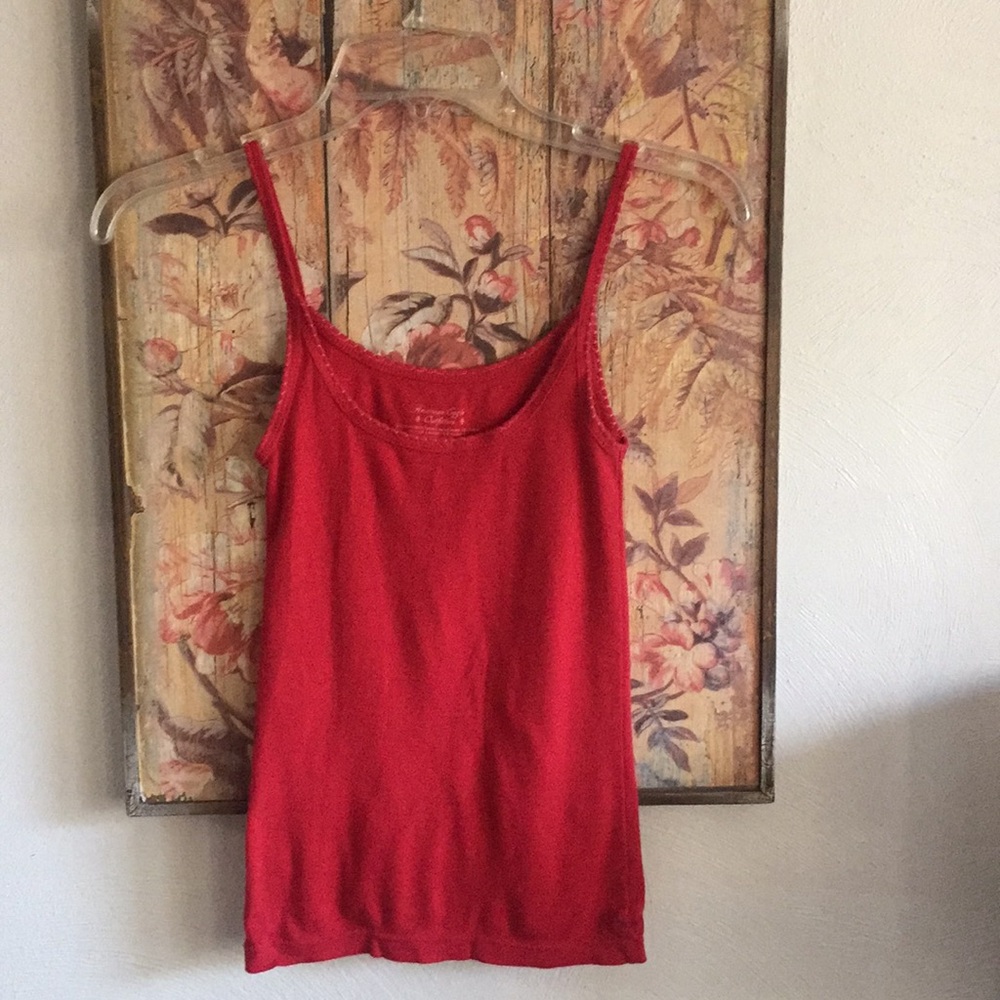 AMERICAN EAGLE OUTFITTERS RED STRETCH BODYCON BABY TEE CAMI TANK TOP